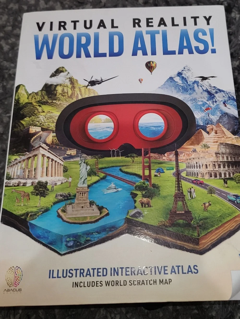 Virtual Reality World Atlas Interactive Atlas w/ VR Viewer Abacus Book